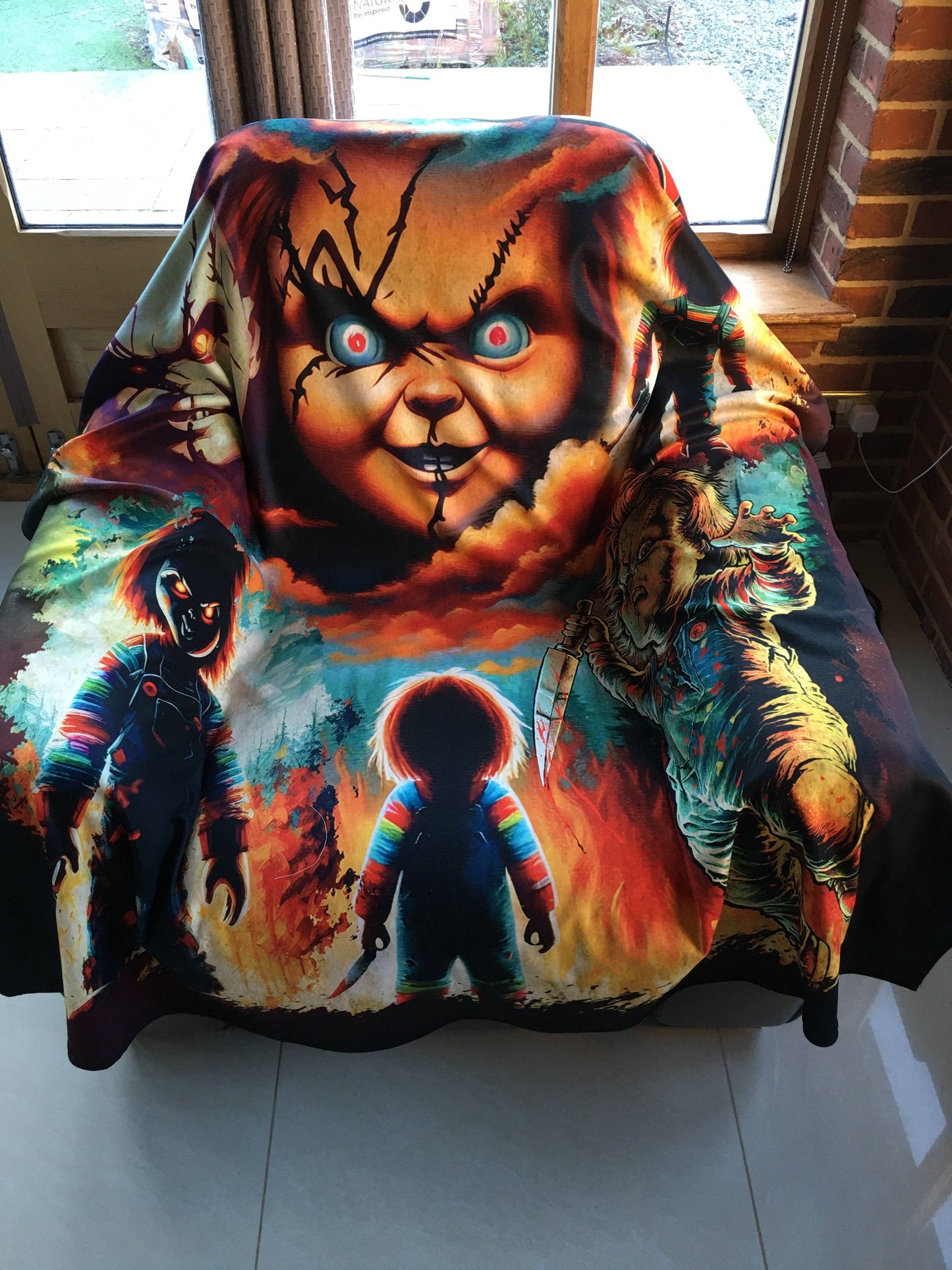 Wild Star Hearts - WSH - Chucky Montage - Twin Bedspread Top Cover / Throw / Fleece