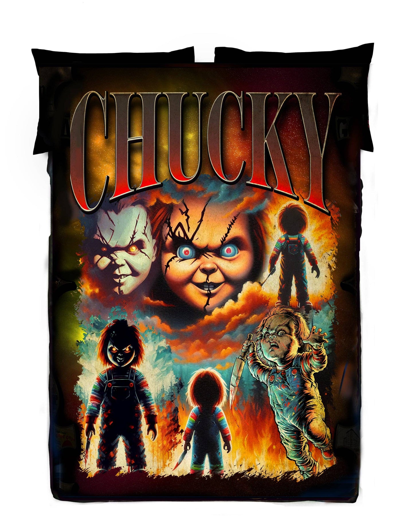 Wild Star Hearts - WSH - Chucky Montage - Twin Bedspread Top Cover / Throw / Fleece
