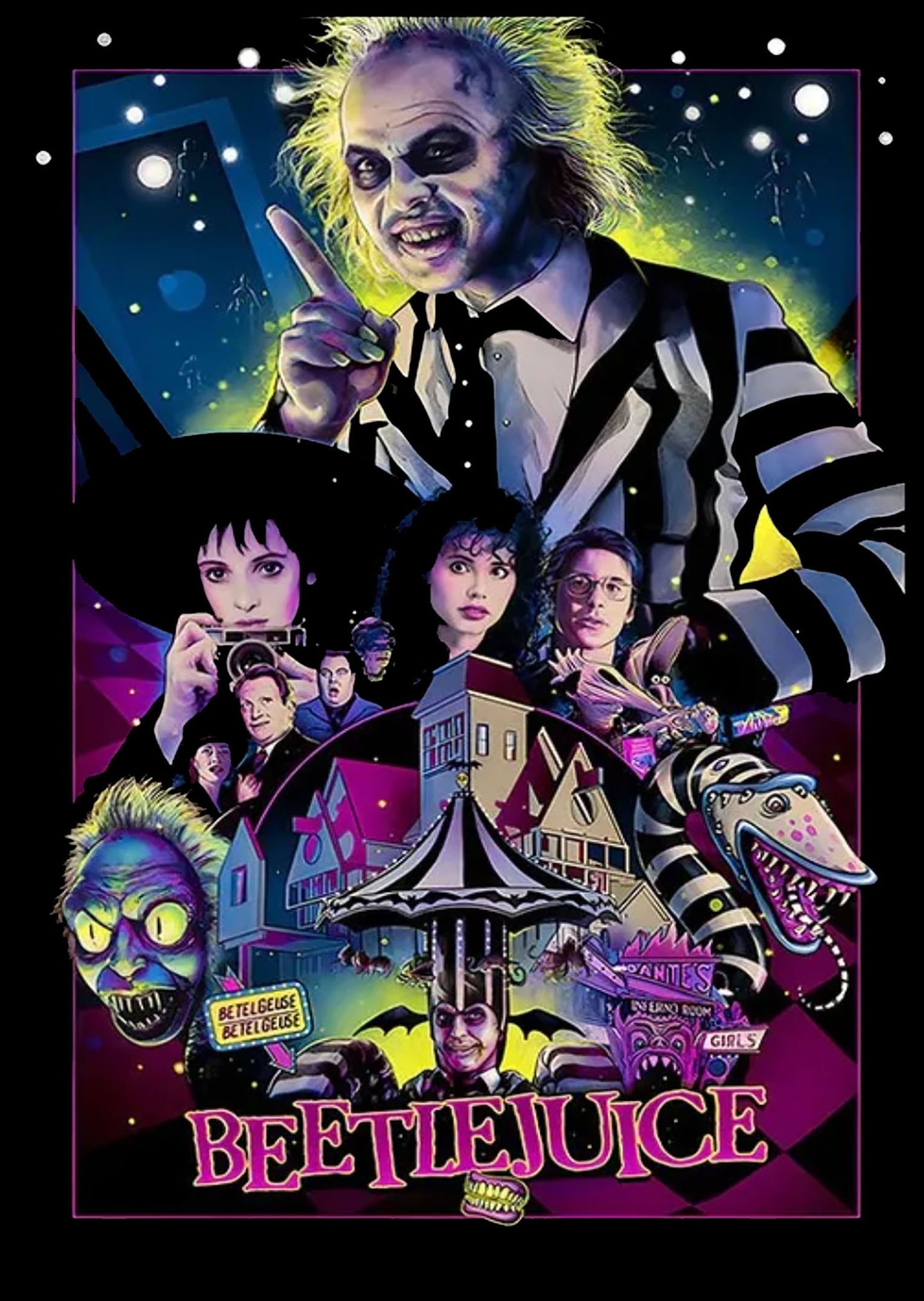 Beetlejuice Metal Signs A5 Framed Assorted