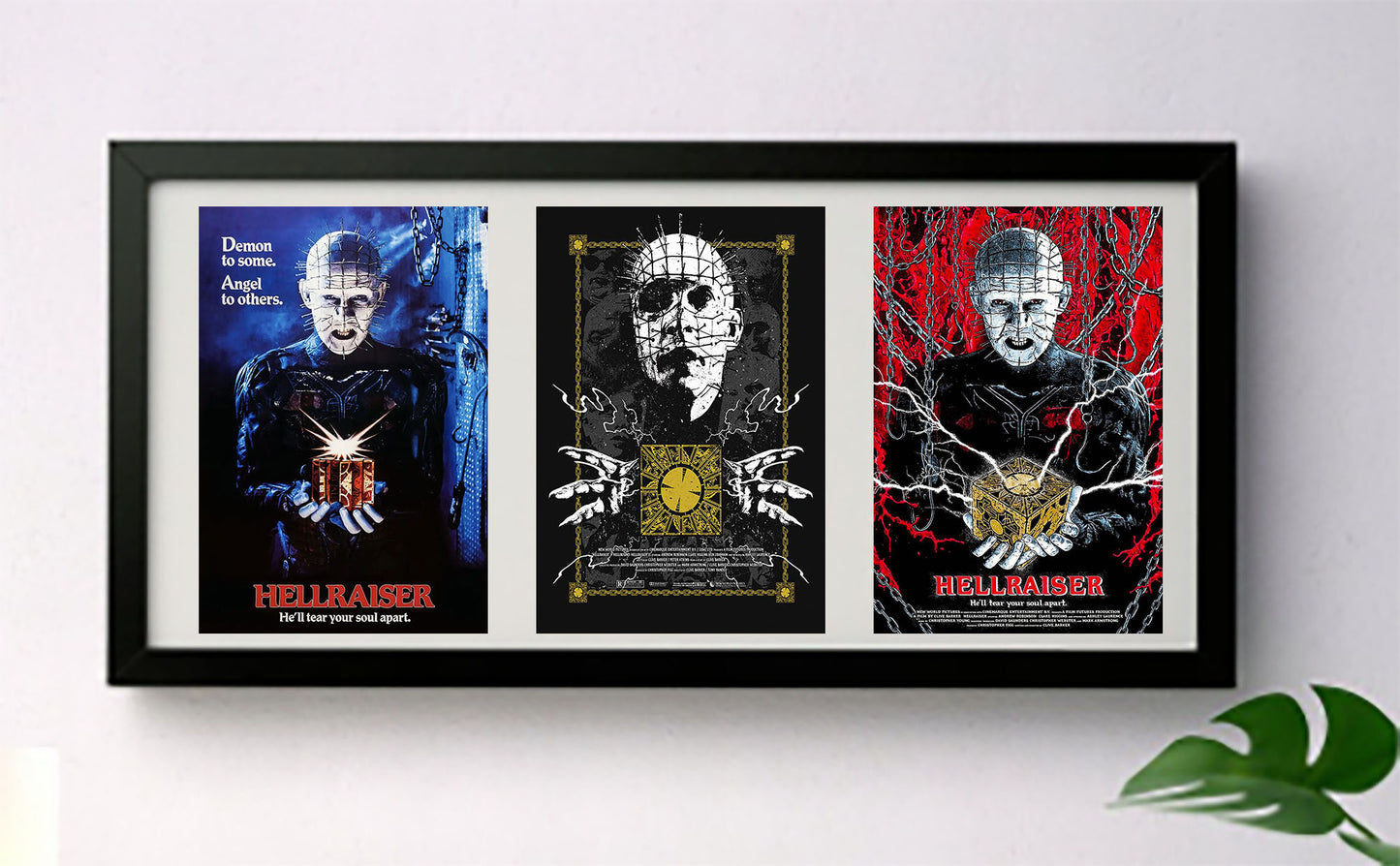 Hellraiser Horror 3-Panel Exhibition Quality Deep Framed Picture Display