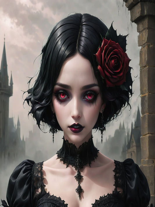 Goth Themed Sublimation Poster Print (Gloss Finish) Aluminium Metal Sign - Framed
