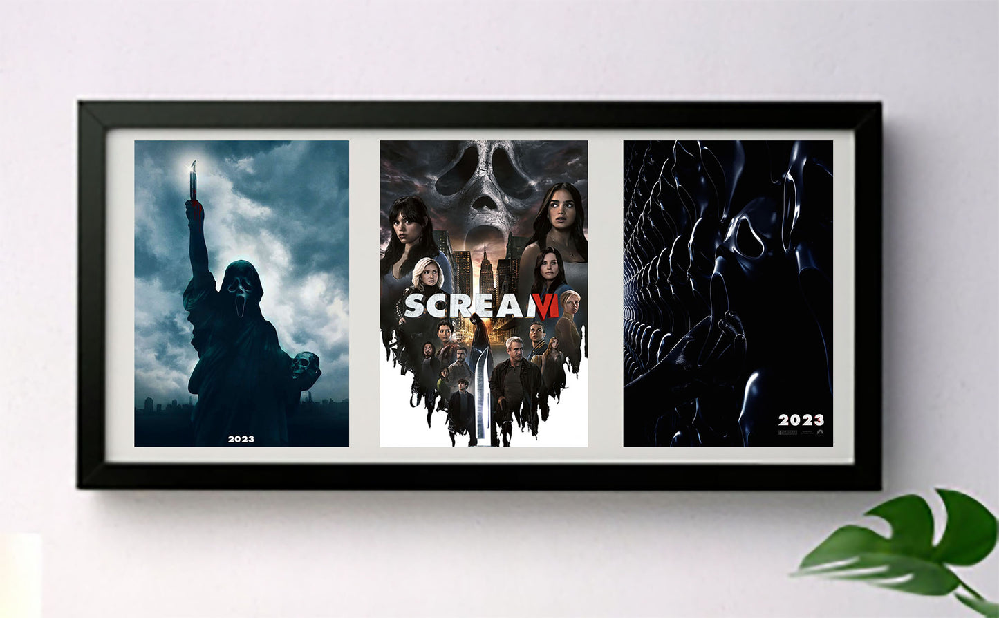 Scream 1-6 Horror 3-Panel Exhibition Quality Deep Framed Picture Displays