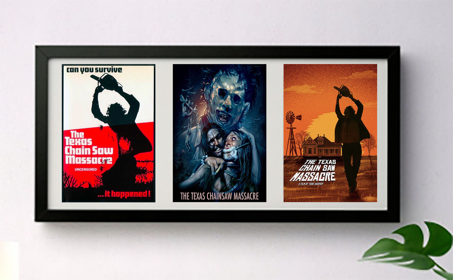 Texas Chainsaw Massacre Horror 3-Panel Exhibition Quality Deep Framed Picture Display
